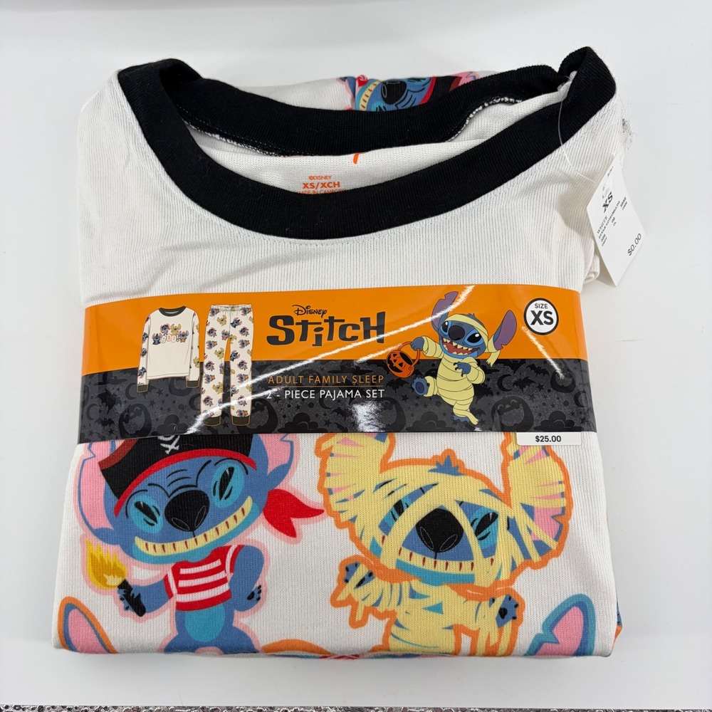 Disney Stitch Halloween Pajama Set Adult XS White 2 Piece Sleepwear LO161MLLTG